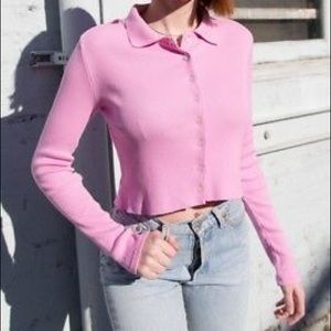 Brandy Melville Pink Long Sleeve Caroline Top